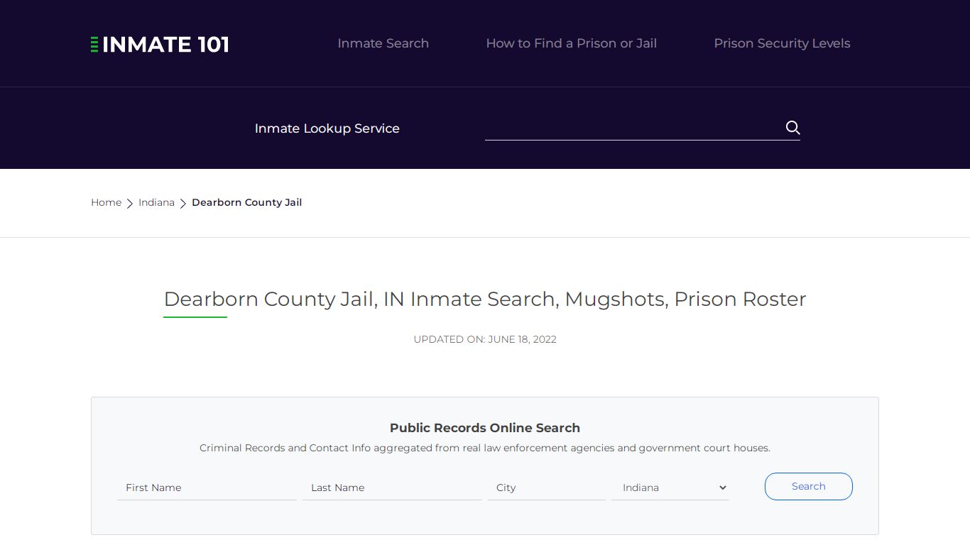 Dearborn County Jail, IN Inmate Search, Mugshots, Prison ...